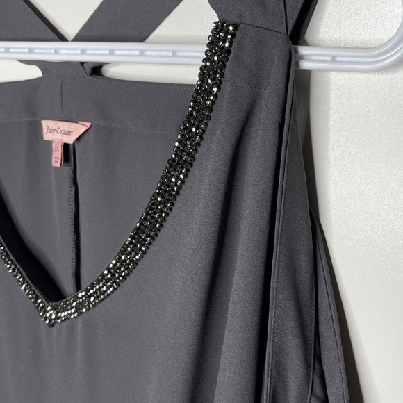 Juicy Couture Beaded Cold Shoulder Top Gray Long Sleeve Club Date Night XL - Picture 5 of 9